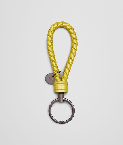 BOTTEGA VENETA - New Chartreuse Intrecciato Cervo Metal Key Ring