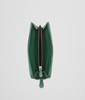 Bottega Veneta® EMERALD GREEN Intrecciato Washed Lambskin ZIP AROUND WALLET Bottega Veneta® EMERALD GREEN Intrecciato Washed Lambskin ZIP AROUND WALLET