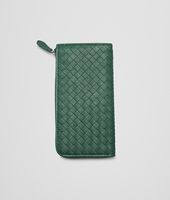 Bottega Veneta® EMERALD GREEN Intrecciato Washed Lambskin ZIP AROUND WALLET Bottega Veneta® EMERALD GREEN Intrecciato Washed Lambskin ZIP AROUND WALLET