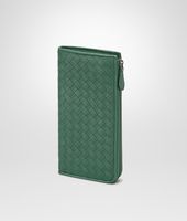 Bottega Veneta® EMERALD GREEN Intrecciato Washed Lambskin ZIP AROUND WALLET Bottega Veneta® EMERALD GREEN Intrecciato Washed Lambskin ZIP AROUND WALLET