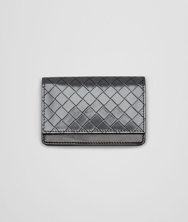 BOTTEGA VENETA PORTE-CARTES NEW LIGHT GREY en cuir brossé Intreccio Scolpito Porte-cartes et porte-monnaie U fp