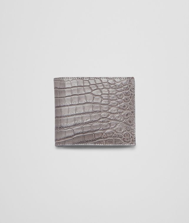 BOTTEGA VENETA New Light Grey Soft Crocodile Fumé Wallet Bi-fold Wallet U fp