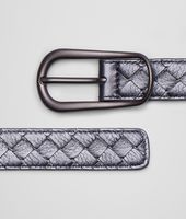 Bottega Veneta® CINTURA NEW LIGHT GREY IN CERVO METAL INTRECCIATO Bottega Veneta® CINTURA NEW LIGHT GREY IN CERVO METAL INTRECCIATO