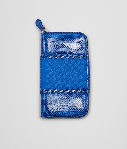 BOTTEGA VENETA - Signal Blue Ayers Washed Lambskin Zip Around Wallet