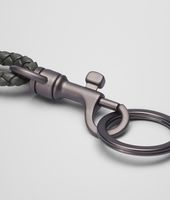 Bottega Veneta® NEW LIGHT GREY INTRECCIATO NAPPA KEY RING Bottega Veneta® NEW LIGHT GREY INTRECCIATO NAPPA KEY RING