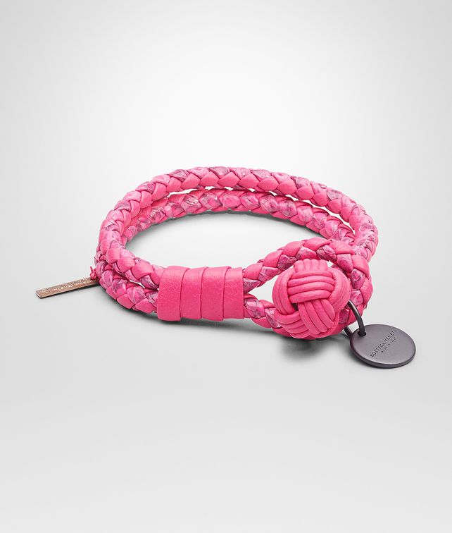 BOTTEGA VENETA Rosa Shock Intrecciato Ayers Nappa Bracelet Keyring or Bracelets D fp