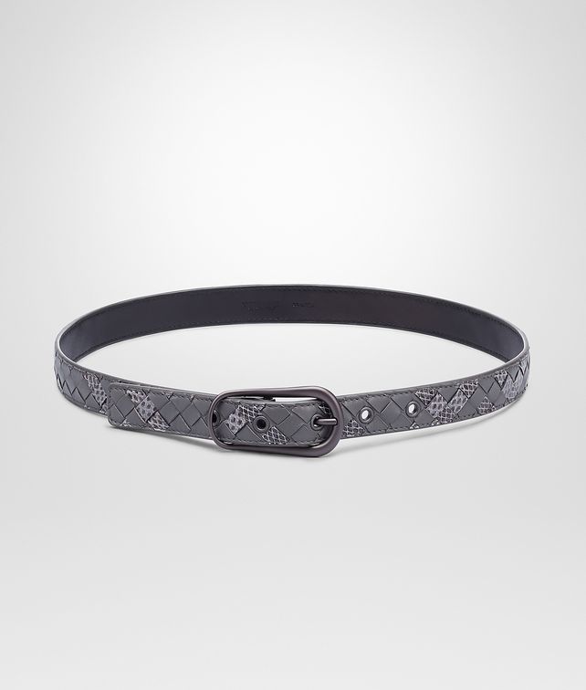 BOTTEGA VENETA New Light Grey Intrecciato Ayers Nappa Belt Belt D fp