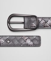 Bottega Veneta® NEW LIGHT GREY INTRECCIATO AYERS NAPPA BELT Bottega Veneta® NEW LIGHT GREY INTRECCIATO AYERS NAPPA BELT