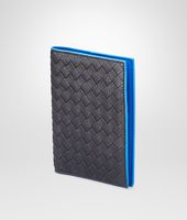 Bottega Veneta® Nero Signal Blue Intrecciato Washed Vintage Passport Case Bottega Veneta® Nero Signal Blue Intrecciato Washed Vintage Passport Case