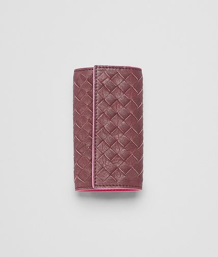 BOTTEGA VENETA - Aubergine Rosa Shock Intrecciato Washed Vintage Key Case