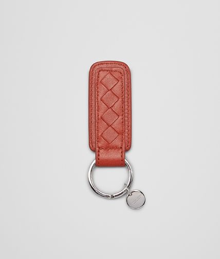 BOTTEGA VENETA - Burnt Red Intrecciato Nappa Key Ring