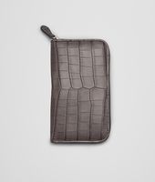 Bottega Veneta® NEW LIGHT GREY Soft Crocodile Fumé ZIP AROUND WALLET Bottega Veneta® NEW LIGHT GREY Soft Crocodile Fumé ZIP AROUND WALLET