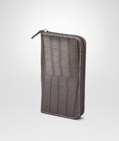 Bottega Veneta® NEW LIGHT GREY Soft Crocodile Fumé ZIP AROUND WALLET Bottega Veneta® NEW LIGHT GREY Soft Crocodile Fumé ZIP AROUND WALLET