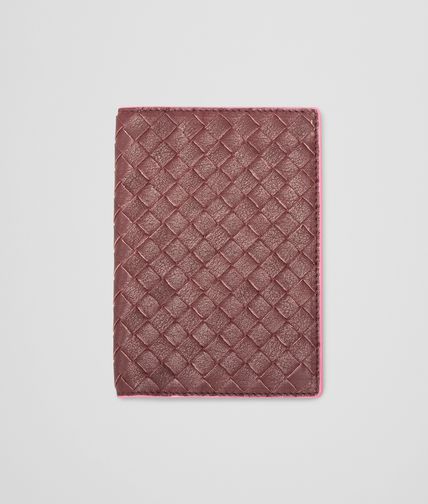 BOTTEGA VENETA - Aubergine Rosa Shock Intrecciato Washed Vintage Passport Case