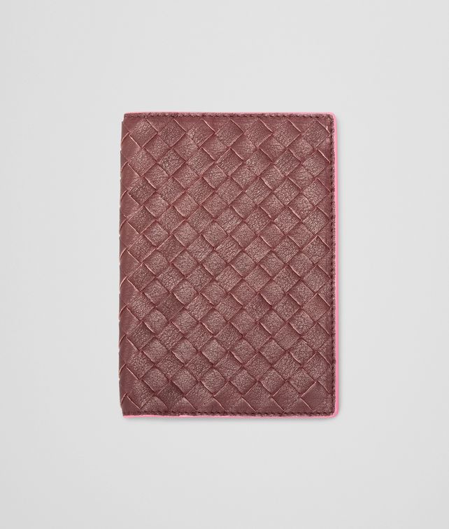 BOTTEGA VENETA Aubergine Rosa Shock Intrecciato Washed Vintage Passport Case Other Leather Accessory E fp