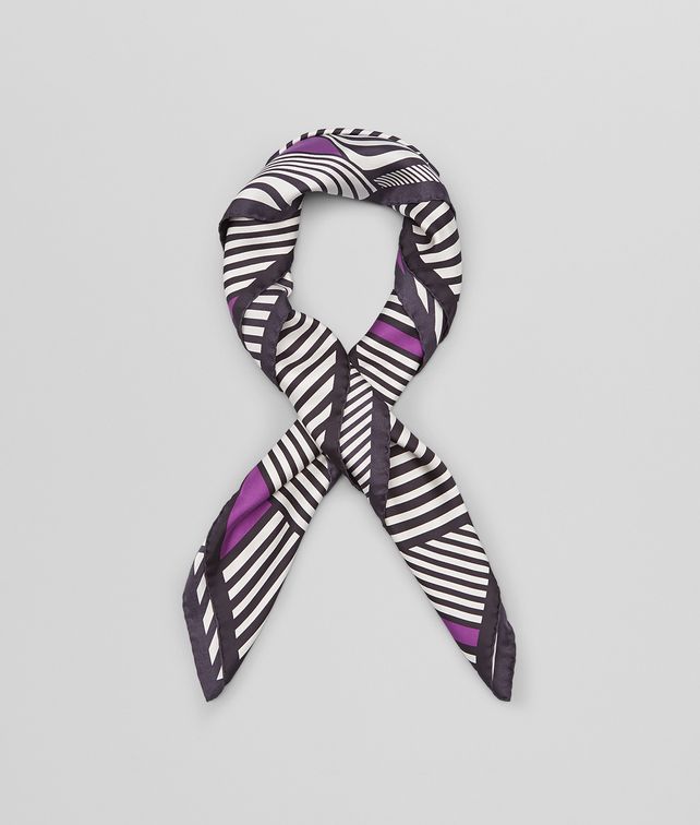 BOTTEGA VENETA BLACK DARK PURPLE SILK FOULARD Scarf or other D fp