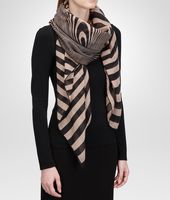 Bottega Veneta® WHITE BLACK CASHMERE SILK WOOL SCARF Bottega Veneta® WHITE BLACK CASHMERE SILK WOOL SCARF