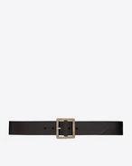 Dylan Buckle Belt in Black Leather and Antique Gold-Toned Brass