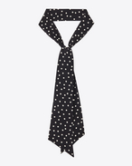Classic SAINT LAURENT lavaliere in Black and Off White Polka Dot Printed Silk Crêpe