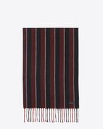 Classic Scarf in Black and Red Striped Wool Jacquard