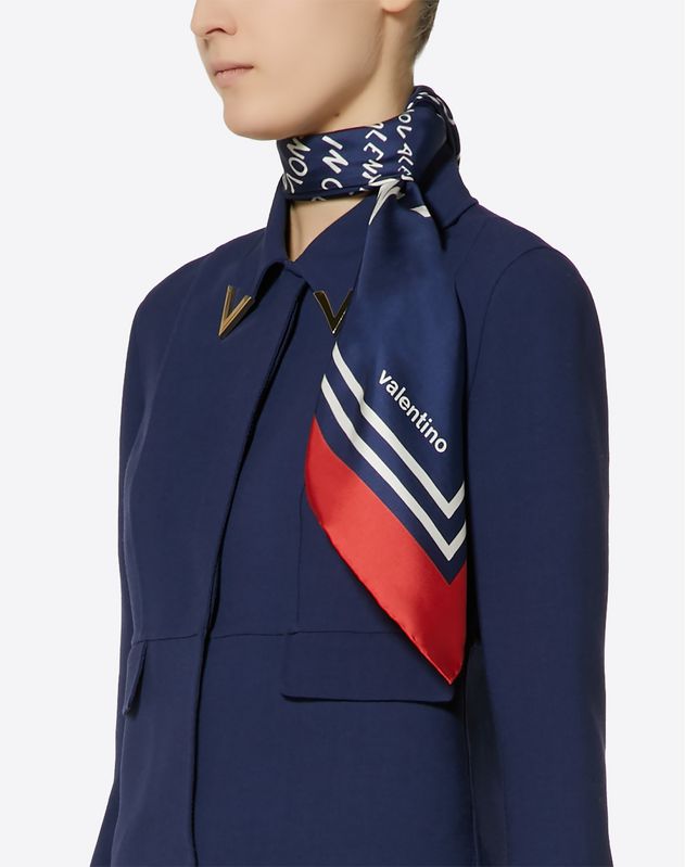 valentino chevron logo print scarf