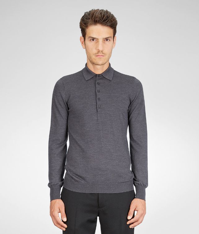 BOTTEGA VENETA Anthracite Melange Merinos Wool Sweater Knitwear U fp
