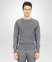 Bottega Veneta® New Light Grey Melange Organic Cotton Wool Jersey Sweater Bottega Veneta® New Light Grey Melange Organic Cotton Wool Jersey Sweater