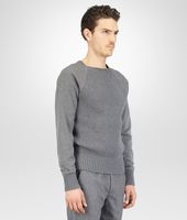 Bottega Veneta® New Light Grey Melange Organic Cotton Wool Jersey Sweater Bottega Veneta® New Light Grey Melange Organic Cotton Wool Jersey Sweater