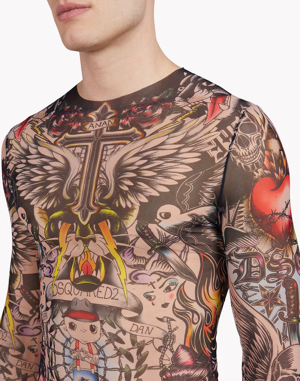 Dsquared2 Tattoo Long Sleeve Black T Shirts For Men Official Store 8991