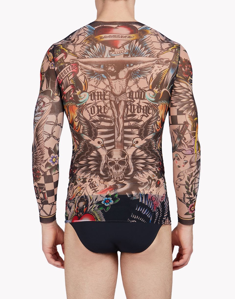 Dsquared2 Tattoo Long Sleeve Black - T Shirts for Men | Official Store