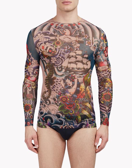 tattoo long sleeve underwear Man Dsquared2