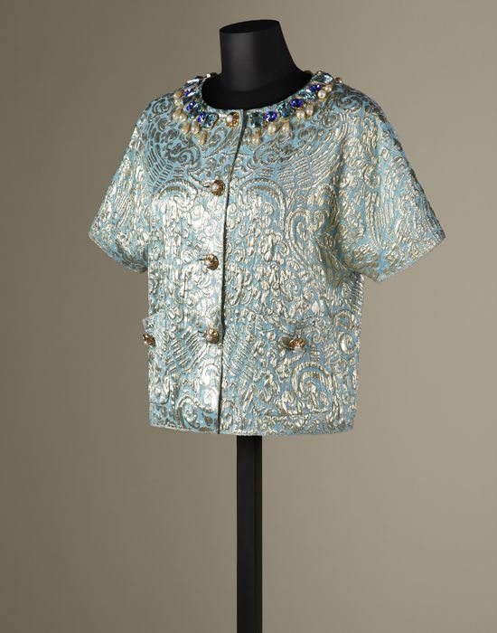 SHORT SLEEVE BROCADE JACKET - Women's suits - Dolce&Gabbana - Winter 2014 SHORT SLEEVE BROCADE JACKET - Women's suits - Dolce&Gabbana - Winter 2014