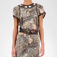 Silk Embroidered Necklace Scribble Floral Print Top - Sweater and top - BOTTEGA VENETA - PE13 - 3500