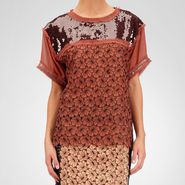 Silk Ayers Sequin Perforated Flower Top - - BOTTEGA VENETA - PE13 - 2080