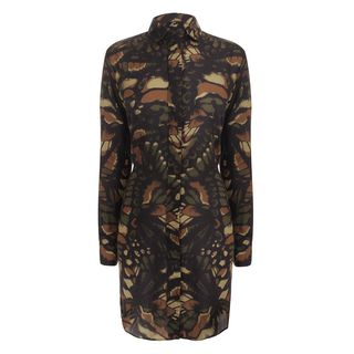 McQ, Shirt, Butterfly Camouflage Military Shirt Dress