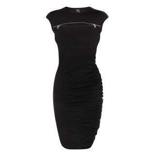 McQ, Dress, Jet Black Zip S-Bend Dress