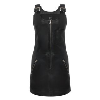 McQ, Dress, Jet Black Strap Leather Mini-Dress 