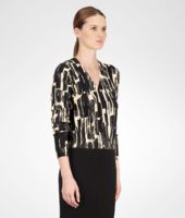Bottega Veneta® Pearl Black Cashmere Brushes Print Cardigan Bottega Veneta® Pearl Black Cashmere Brushes Print Cardigan