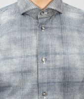 Bottega Veneta® Platre Prusse Multi Grid Cotton Dress Shirt Bottega Veneta® Platre Prusse Multi Grid Cotton Dress Shirt