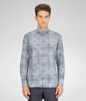 Bottega Veneta® Platre Prusse Multi Grid Cotton Dress Shirt Bottega Veneta® Platre Prusse Multi Grid Cotton Dress Shirt