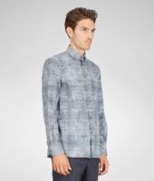 Bottega Veneta® Platre Prusse Multi Grid Cotton Dress Shirt Bottega Veneta® Platre Prusse Multi Grid Cotton Dress Shirt