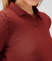Bottega Veneta® Brique Soft Cashmere Polo Sweater Bottega Veneta® Brique Soft Cashmere Polo Sweater
