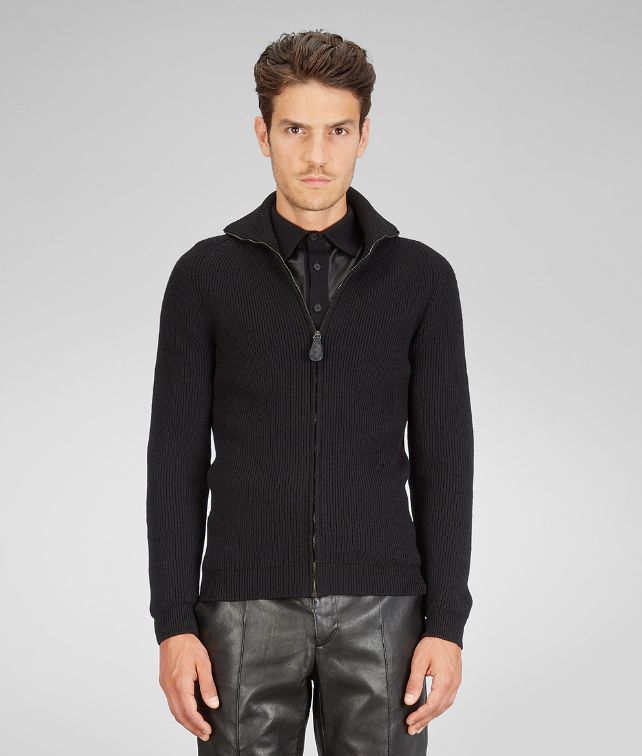BOTTEGA VENETA Nero Merinos Wool Washed Fine Nappa Cardigan Knitwear U fp