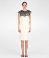 Bottega Veneta® Pearl Nero Crepe Japonnaise Lace Embroidered Dress Bottega Veneta® Pearl Nero Crepe Japonnaise Lace Embroidered Dress