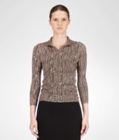 Bottega Veneta® Multicolor Cashmere Silk Fence Print Polo Bottega Veneta® Multicolor Cashmere Silk Fence Print Polo