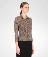 Bottega Veneta® Multicolor Cashmere Silk Fence Print Polo Bottega Veneta® Multicolor Cashmere Silk Fence Print Polo