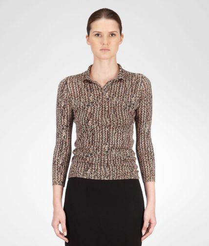 BOTTEGA VENETA - Poloshirt aus Kaschmir und Seide mit Karomuster Multicolor