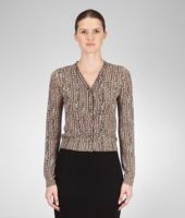 Bottega Veneta® Multicolor Cashmere Silk Fence Print Cardigan Bottega Veneta® Multicolor Cashmere Silk Fence Print Cardigan