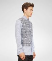 Bottega Veneta® Prusse Bianco Nero Framework Print Shirt Bottega Veneta® Prusse Bianco Nero Framework Print Shirt