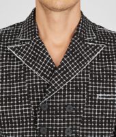 Bottega Veneta® NERO BIANCO PAINTED DISTRESSED CHECK PIQUET POLO Bottega Veneta® NERO BIANCO PAINTED DISTRESSED CHECK PIQUET POLO
